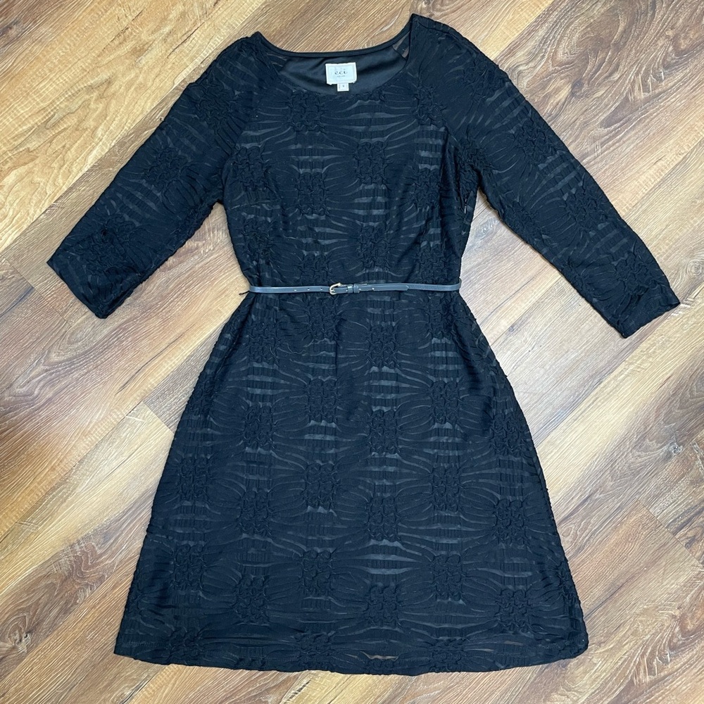 Eci Black lace fit and flair dress size 6